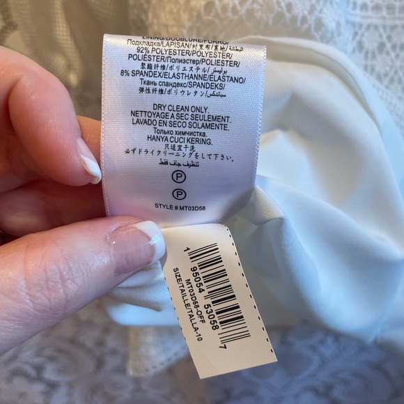 BCBG MAX AZRIA Minna Mesh Off White Mini Dress with Lace Trim Pristine NWT!!! - Picture 11 of 16